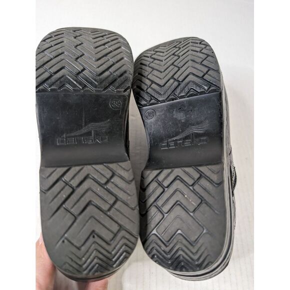 Dansko Clogs Womens 38 Professional Tooled Black Leather Shoes Slip On - Picture 9 of 11